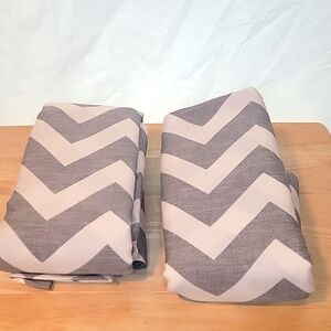 Gray and white chevron curtain 84" panel set NWOT